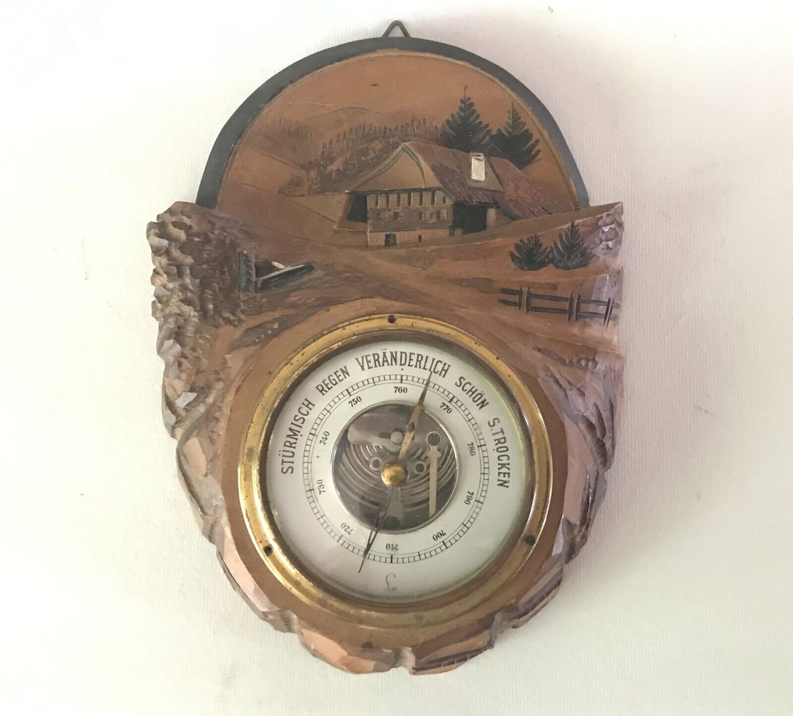 Lufft 5450 Vintage BLACK FOREST Wood Chalet Barometer - Germany