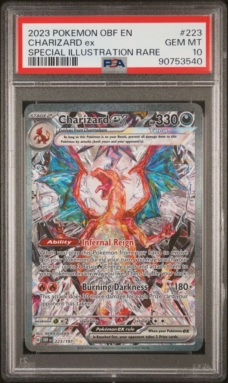 PSA 10 Charizard ex 223/197 Scarlet & Violet Obsidian Flames Graded Pokemon Card