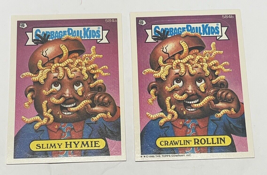 1988 Garbage Pail Kids Series 15 Die Cut #584a 584b Crawlin\' Rollin Slimy Hymie