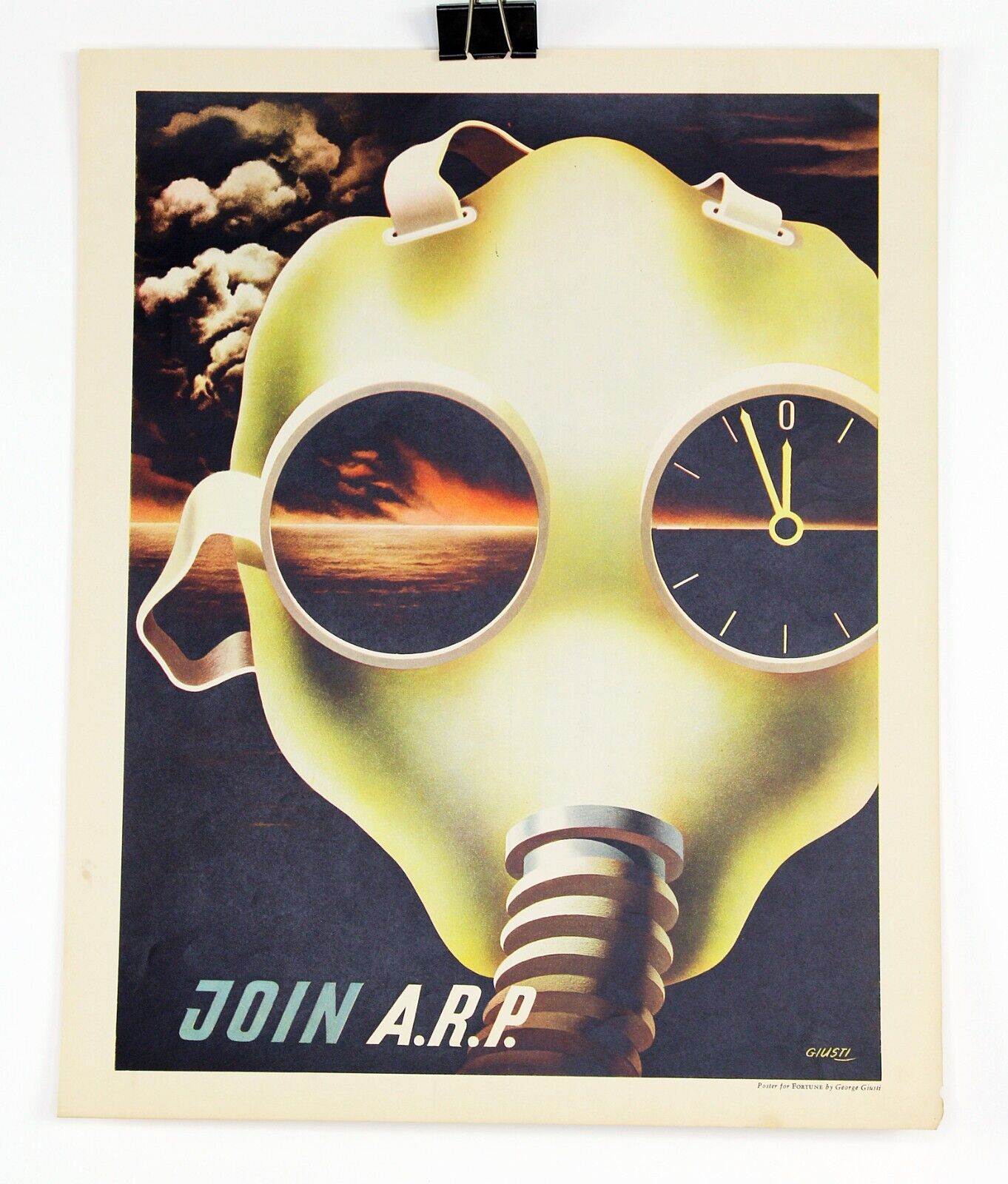 George Giusti  WW 2 US War Effort Poster FORTUNE MAG Aug1941 Air Raid Precaution