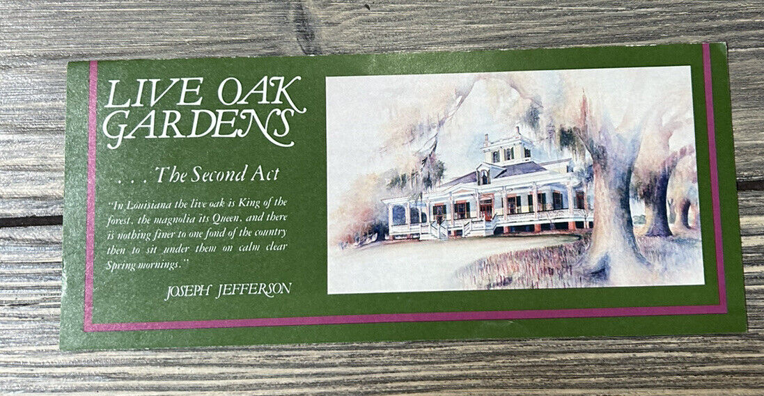 Vintage Live Oak Gardens The Second Act Paper Ad