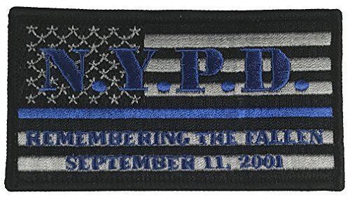 NYPD REMEMBERING THE FALLEN SEPTEMBER 11, 2001 FLAG BLUE LINE POLICE PATCH - Col