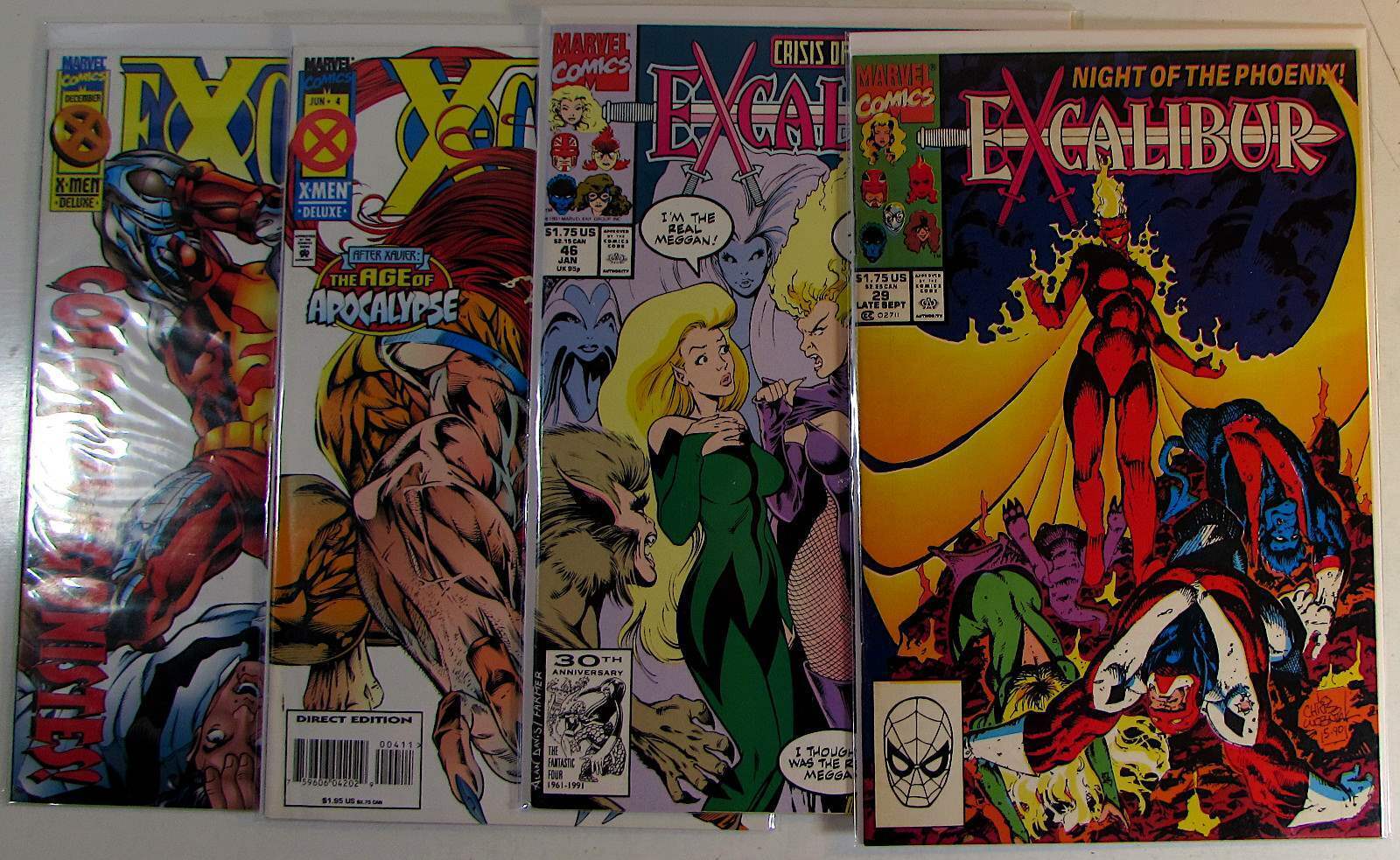 Mixed Lot of 4 #Excalibur 29,46,92,X-Calibre 4 Marvel (1990) 1st Print Comics