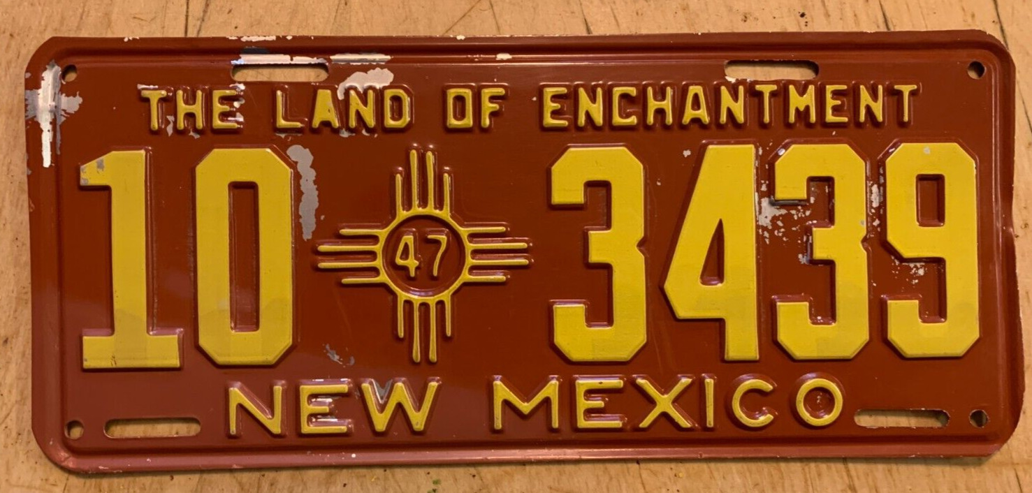 1947 NEW MEXICO AUTO  LICENSE PLATE \
