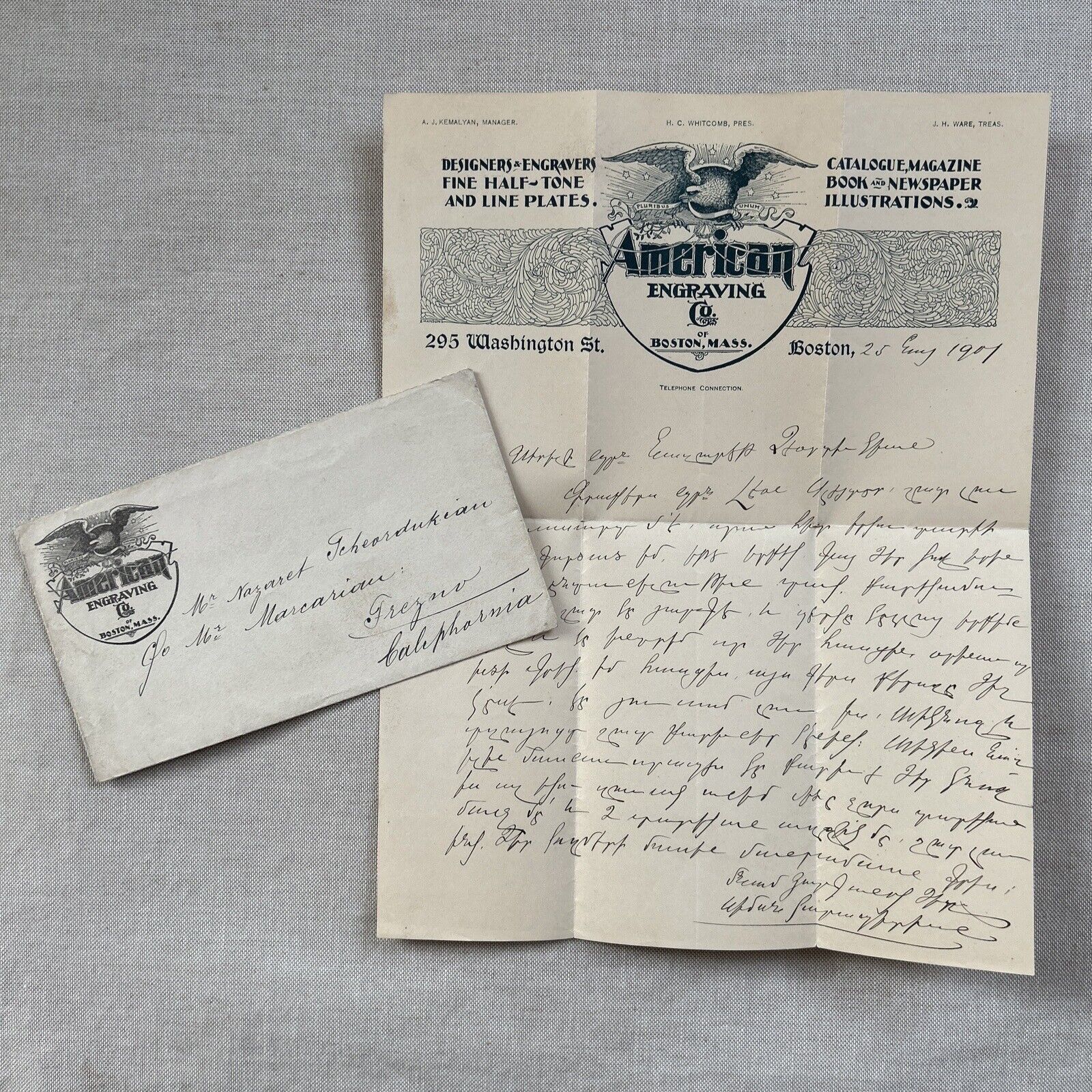 RARE Advertising Letterhead Letter AMERICAN ENGRAVING Boston 1901 Illustrators