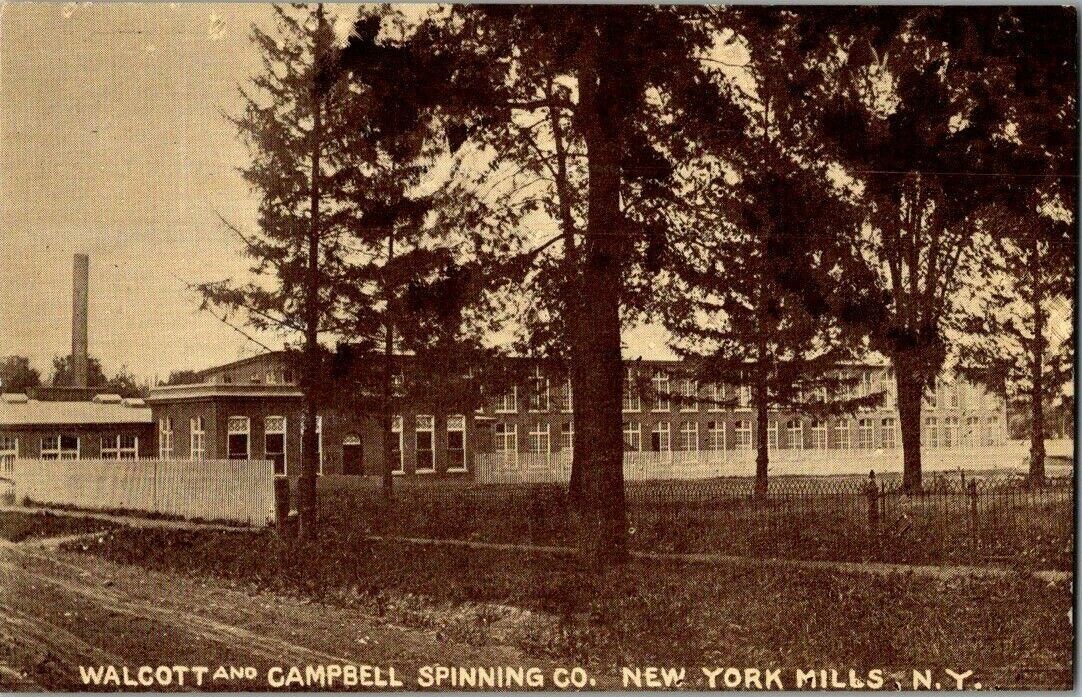 1908. NY MILLS, NY. WALCOTT & CAMPBELL SPINNING CO. POSTCARD. RC2