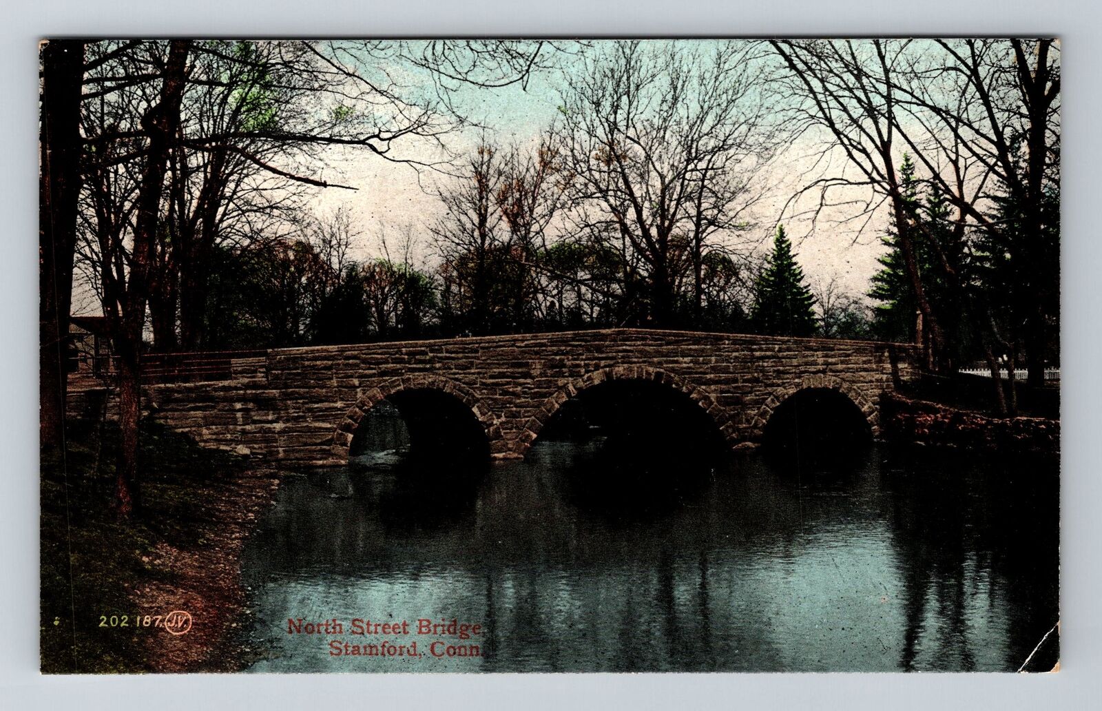 Stamford CT-Connecticut, North Street Bridge Vintage Souvenir Postcard