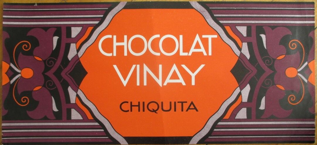 Art Deco 1920s French Large Chocolate Box Label: Chocolat-Vinay, \'Chiquita\'
