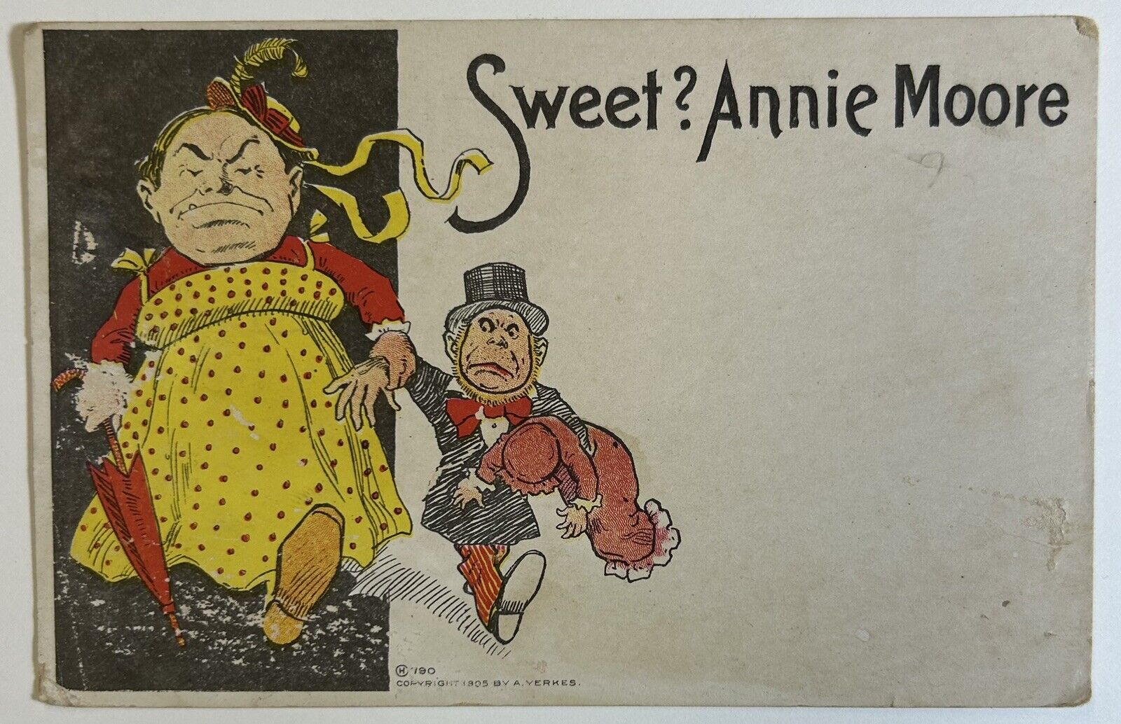 1905 A. Yerkes Sweet Annie Moore Antique Postcard, South Wilmington, IL 1907