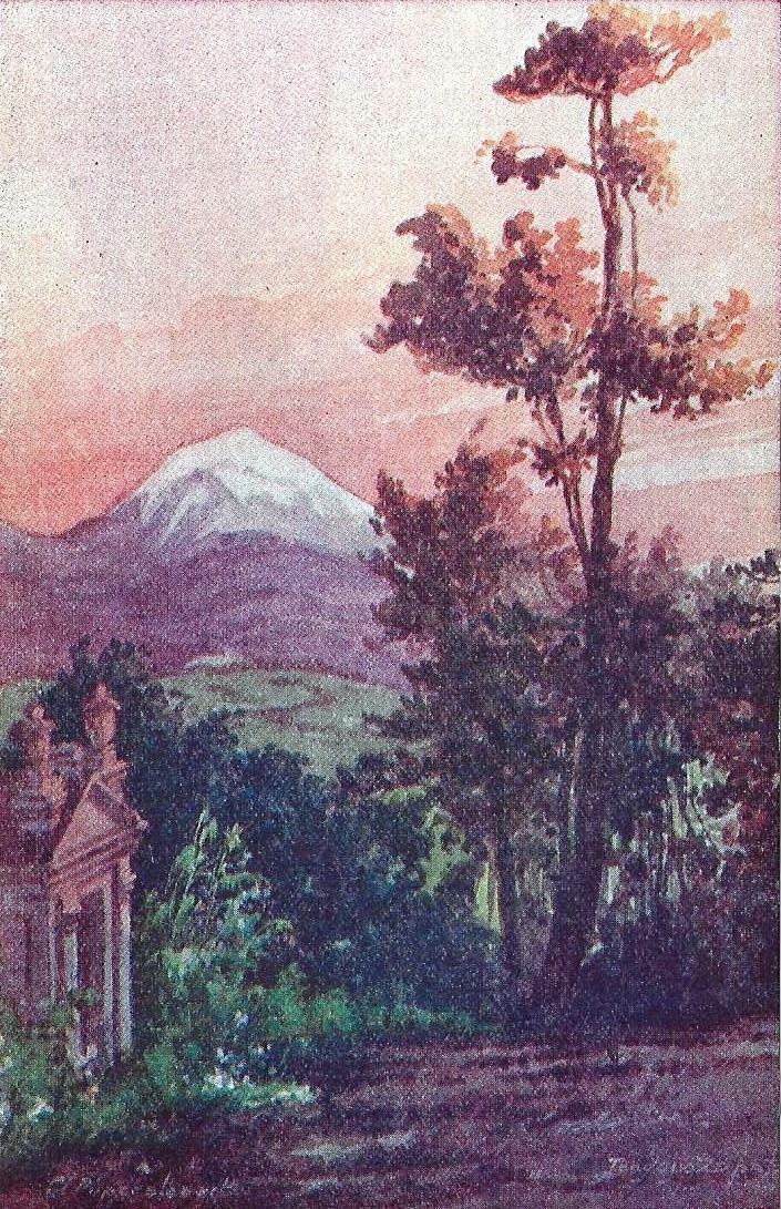 Postcard Mexico Popocatepetl Volcano Artist-signed NrMINT c1910s-20s