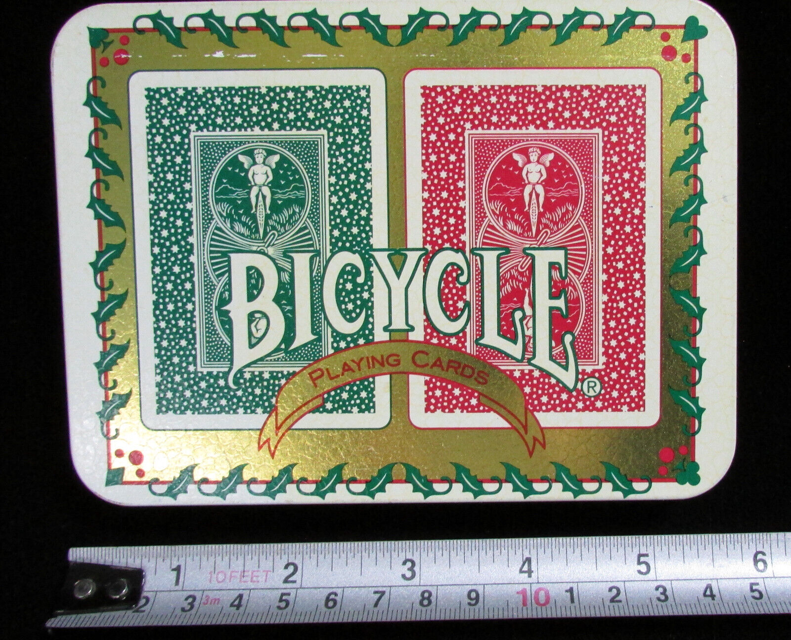 Sealed Set of BICYCLE Poker 808 XMAS PLAYING CARDS Holiday Back Christmas in TIN