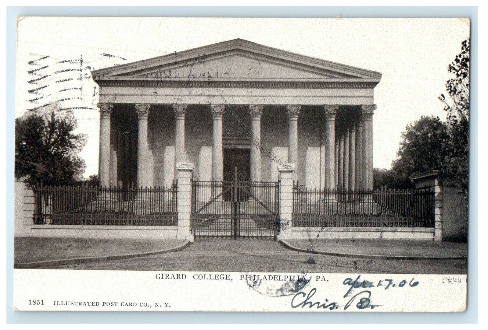 1906 Girard College Gate Philadelphia Pennsylvania PA Antique Postcard