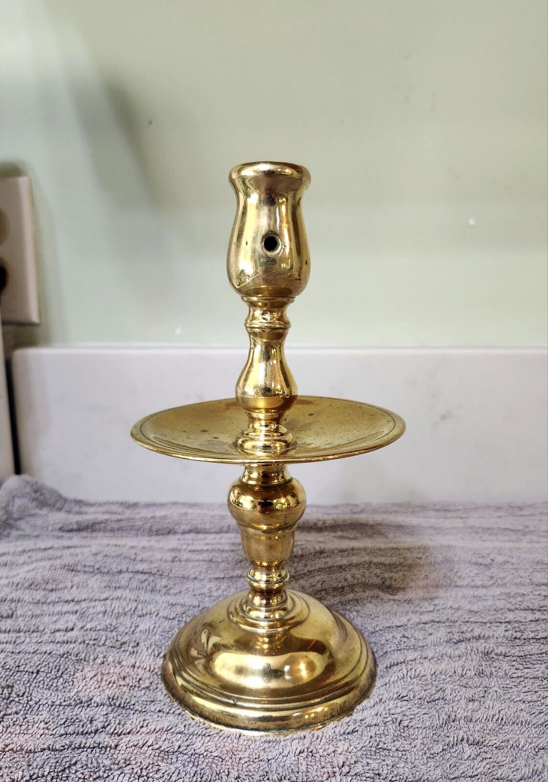 Antique 18th Century Brass  Candleholder Candlestick 