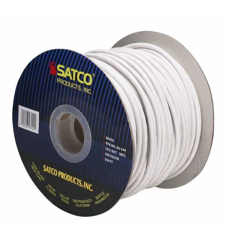 Pendant White Round SVT-3 Cord - 100 FT. Spool - UL Listed