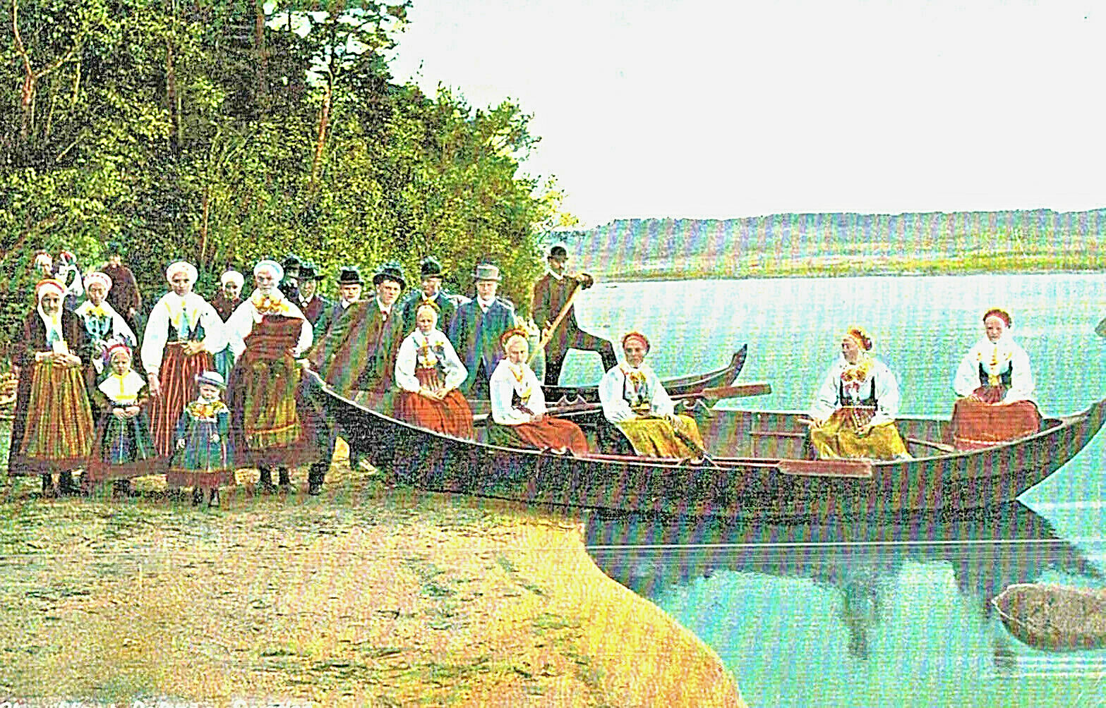 VIntage Postcard-Churchboat, Dalarne, Sweden