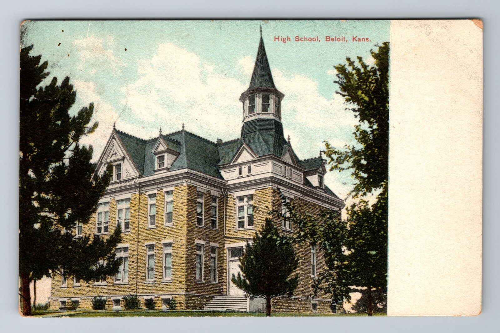 Beloit KS-Kansas, High School, Antique, Vintage Souvenir Postcard