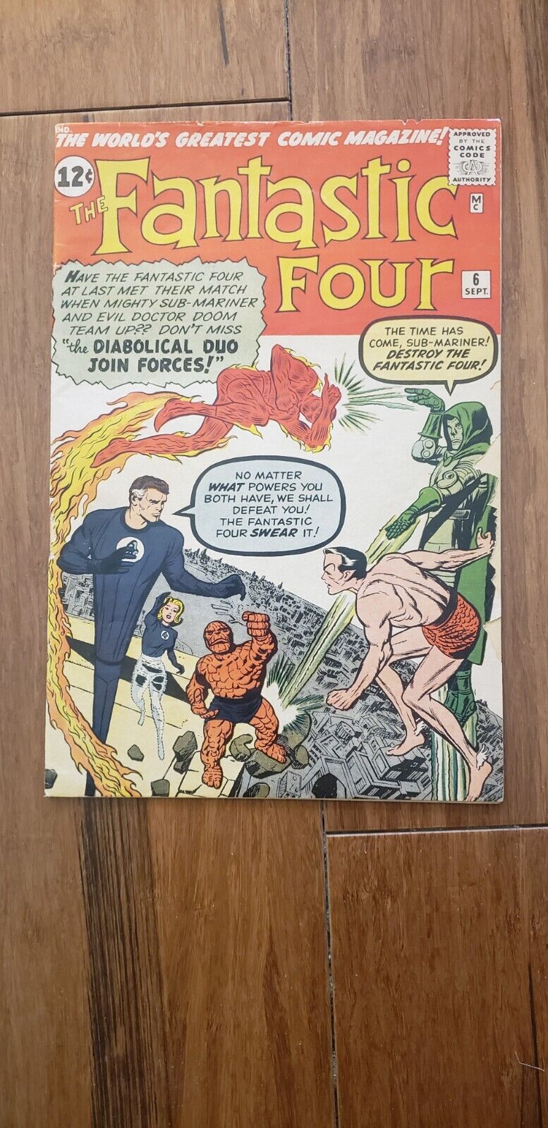 Fantastic Four #6 Marvel first team-up 2nd Dr. Doom; SubMariner Good condition