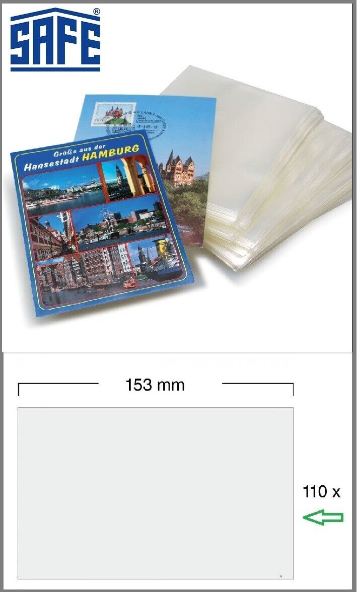 2000 Postkartenhüllen Ansichtskartenhüllen New Format 110x153 100MY Safe 9249