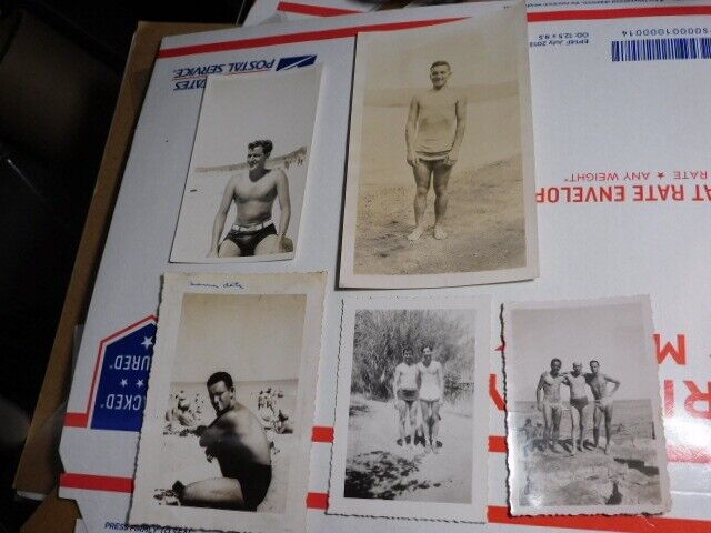 VINT SNAPSHOT PHOTO LOT, YOUNG MEN IN BATHING SUITS, GAY INT #1