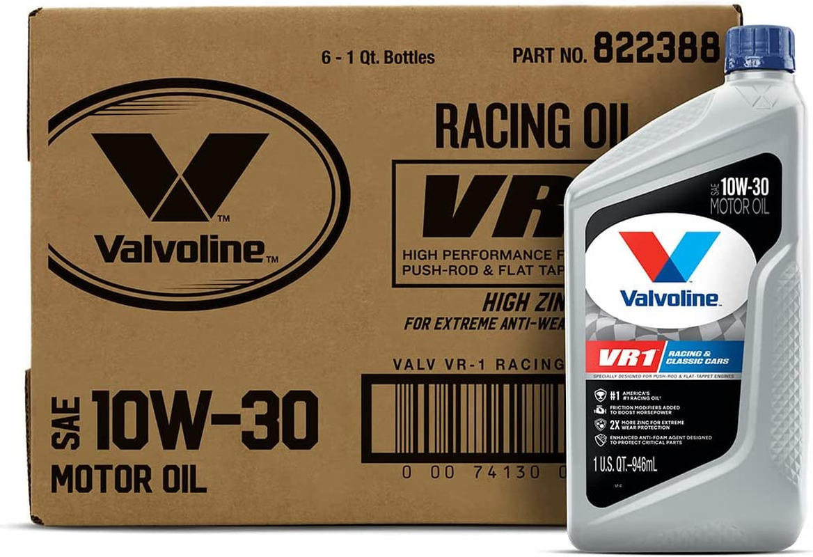 Valvoline VR1 Racing SAE 10W-30 High Performance Zinc 1 QT, Case of 6