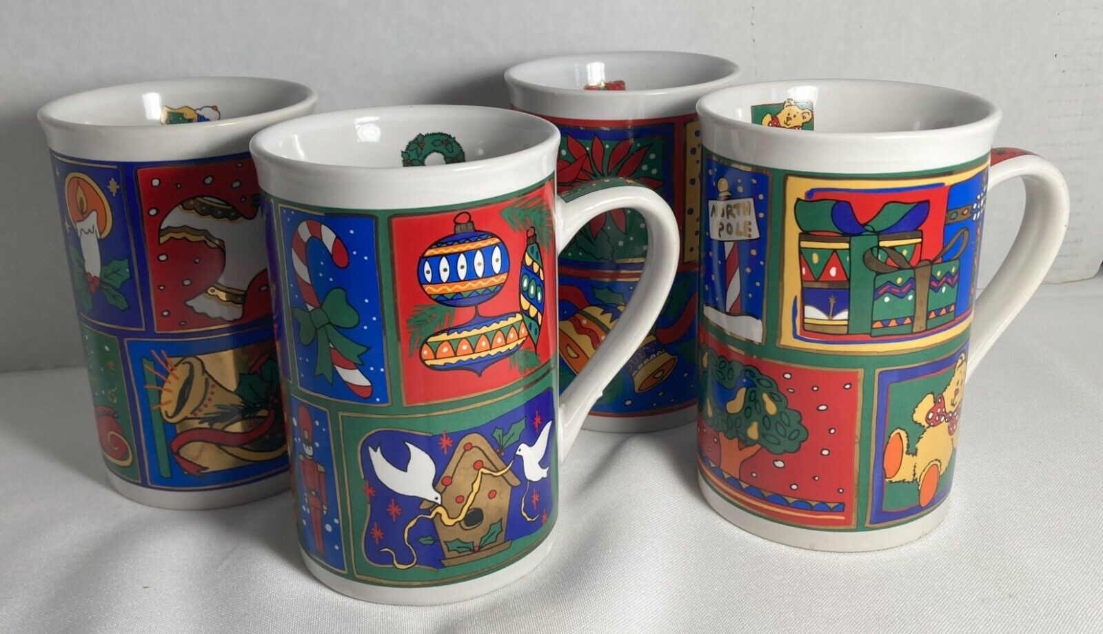 1997 Fine Works Designs Limited Edition Christmas Coffee Mugs Set of 4
