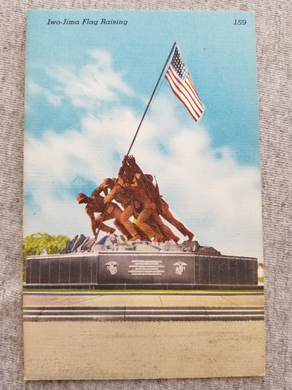 Iwo Jima Flag Raising WWII Marine Corps War Memorial Arlington VA Postcard