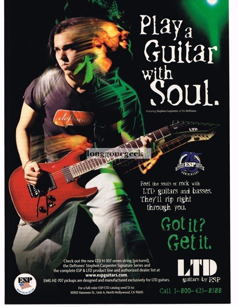 2000 ESP LTD Electric Guitar STEPHEN CARPENTER of The DEFTONES VINTAGE Print Ad
