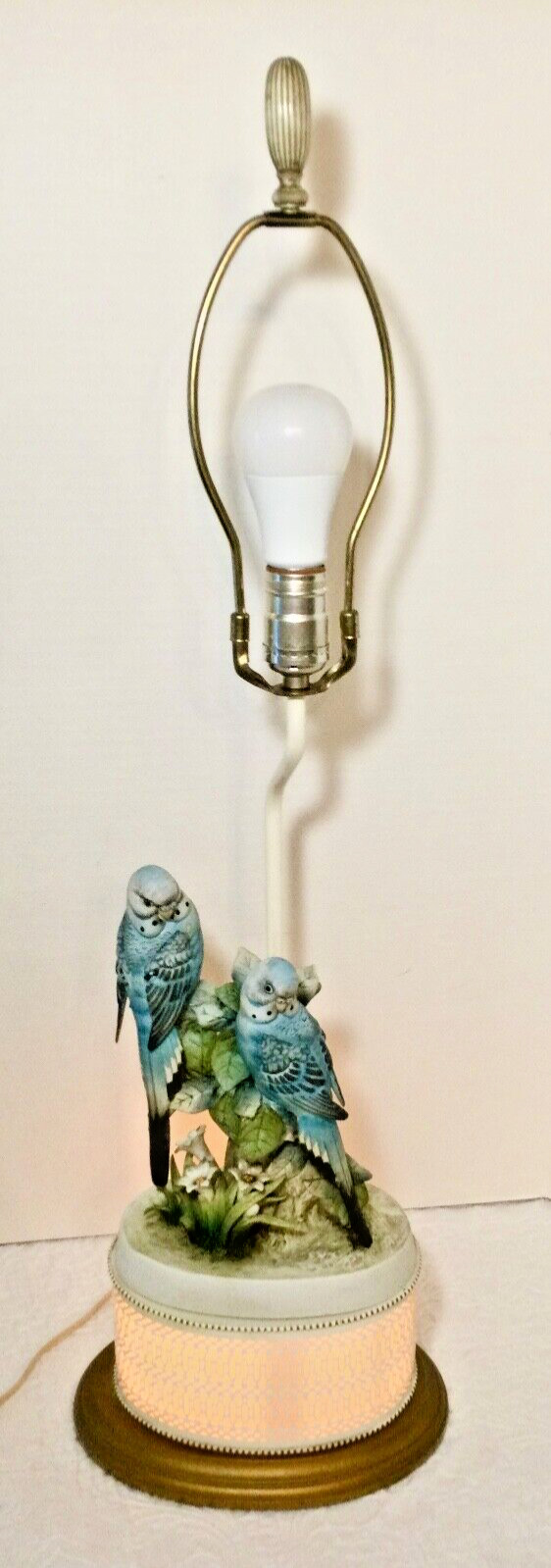 Rare VTG MCM Parakeet Budgie Love Bird Ceramic Table Boudoir Lamp w Night Light