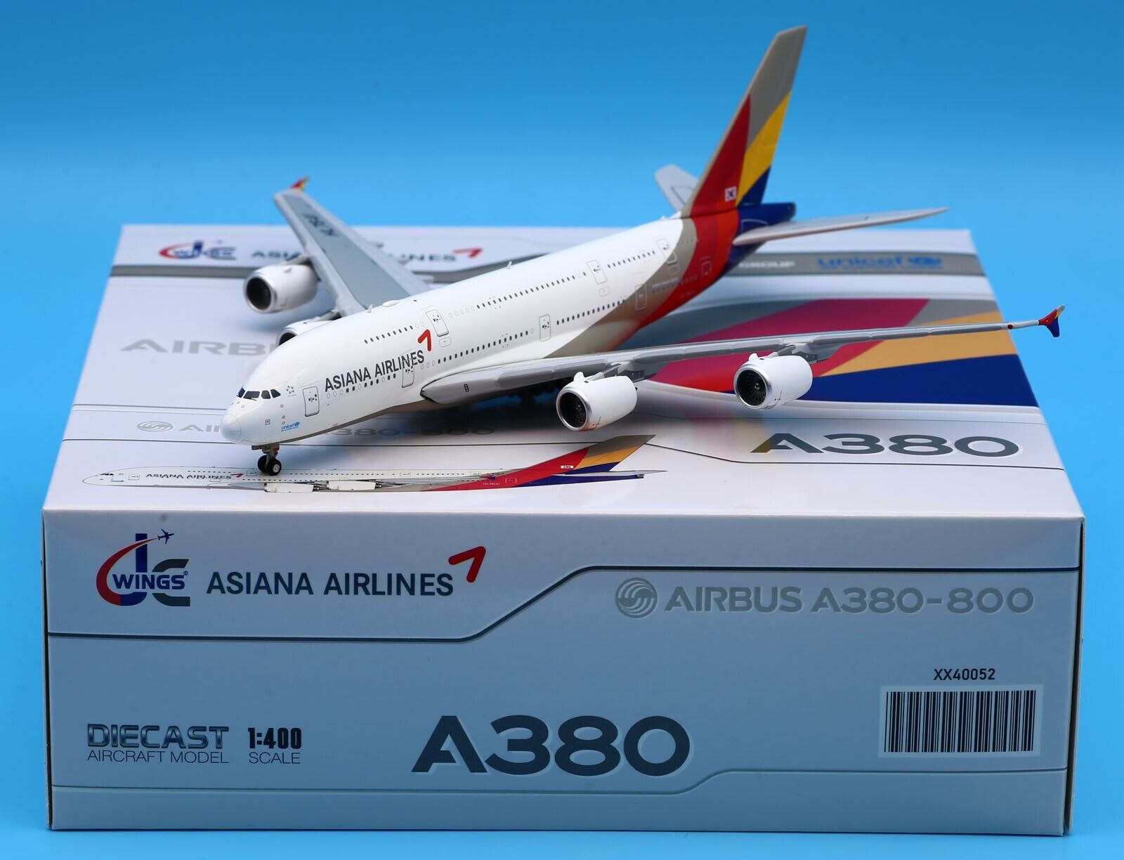 JC Wings 1:400 Asiana Airlines Airbus A380 Diecast Aircraft Jet Model HL7641