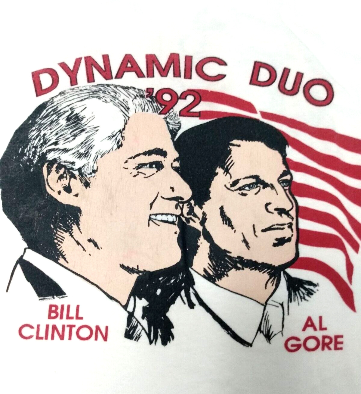 Vtg Clinton Gore 1992 Presidential Race Hillary and Tipper T-shirt Lrg USA Rare