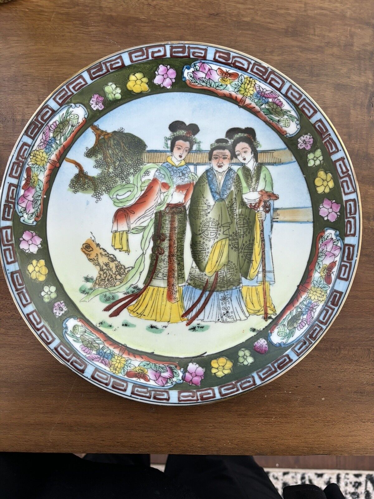 Vtg Chinese Plate With 3 Ladies Women 