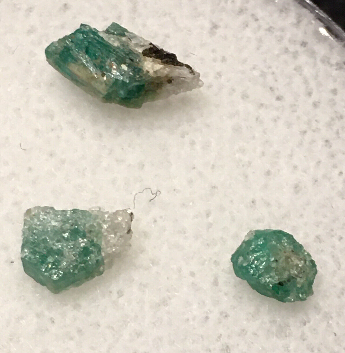 3 Rare Small Emerald Beryls w/ Quartz & Tourmaline Old Closed Crabtree Mine, NC