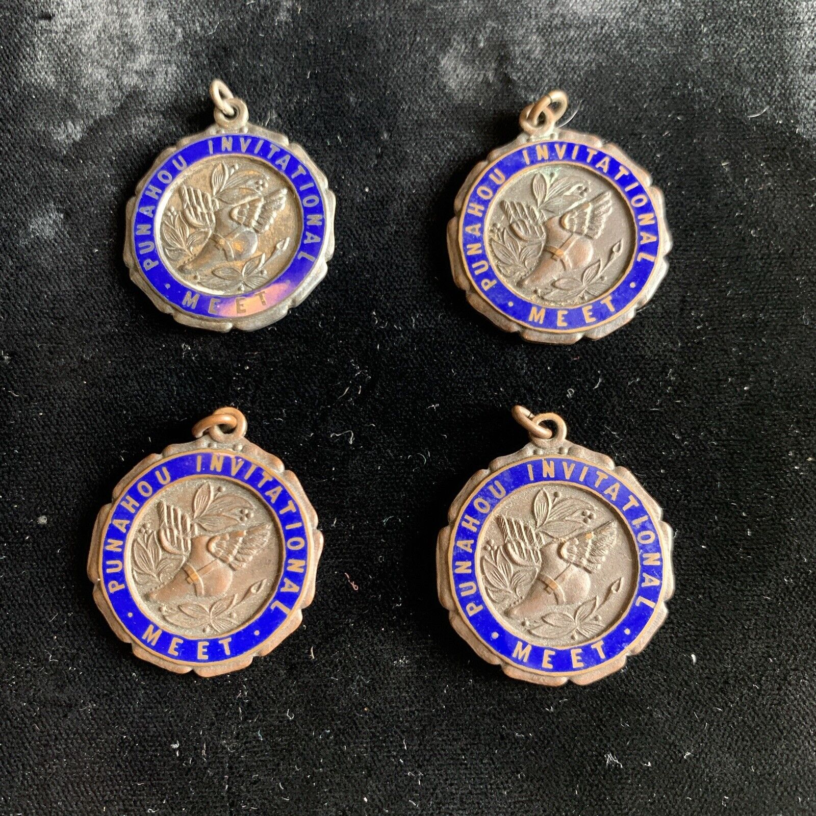 Historical Rare Hawaii 1949 PUNAHOU High School Sports Medal Lot Of 4