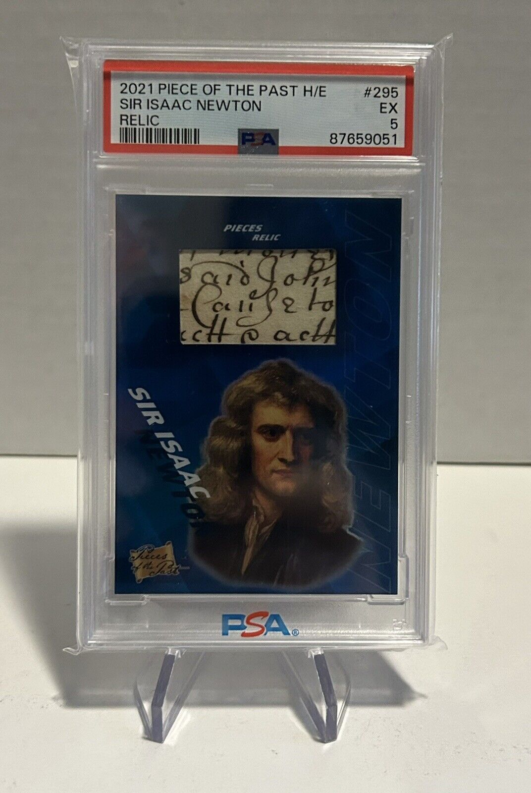 2021 Pieces Of The Past Sir Isaac Newton Relic PSA 5 W/ Beautiful Script