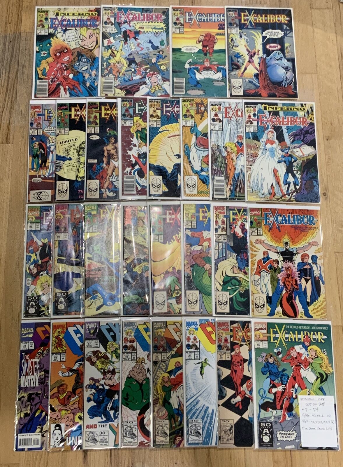 Excalibur 1988 Marvel Comics Mixed Lot Of 28 #7 -#74 FN to VF/NM