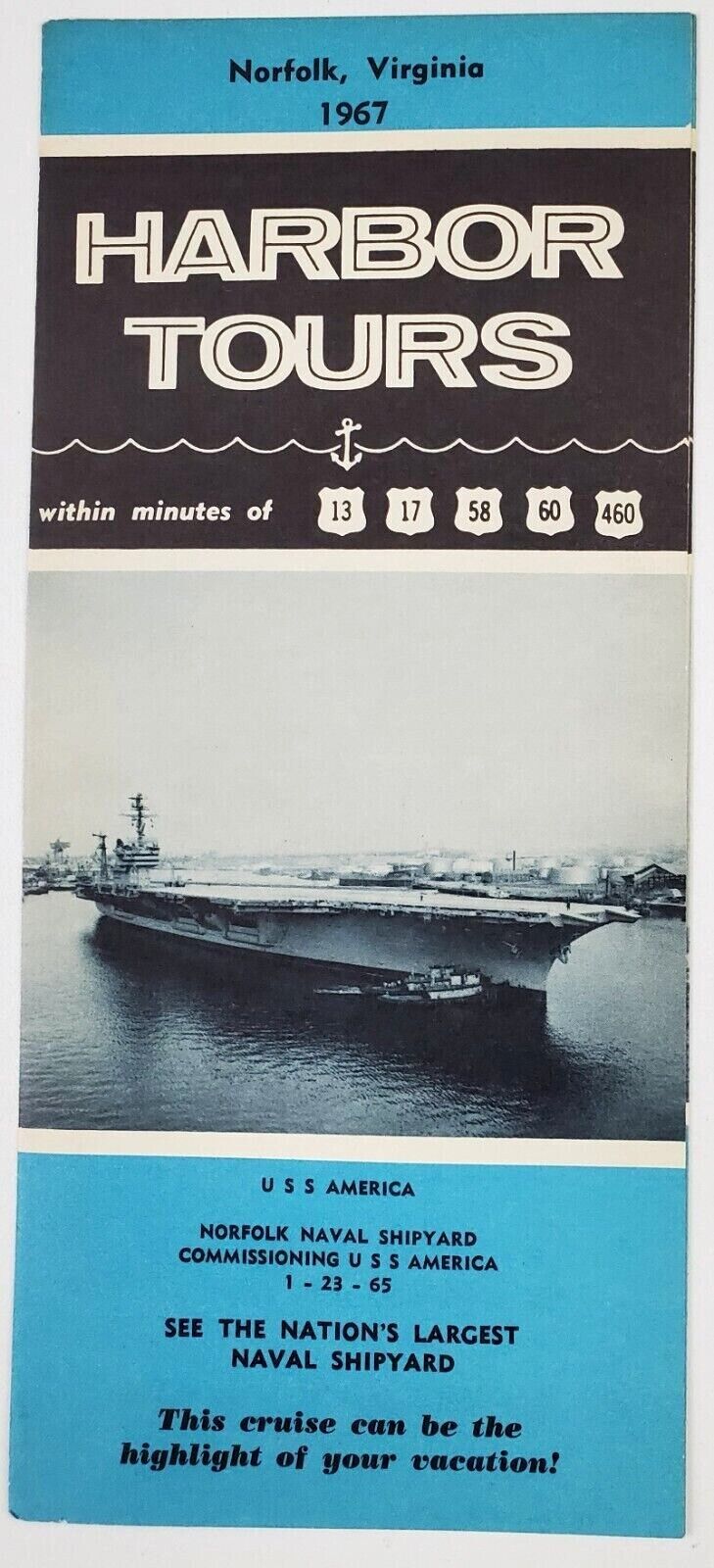 1967 Norfolk Harbor Tours Virginia Naval Shipyard VTG Travel Brochure VA US Navy