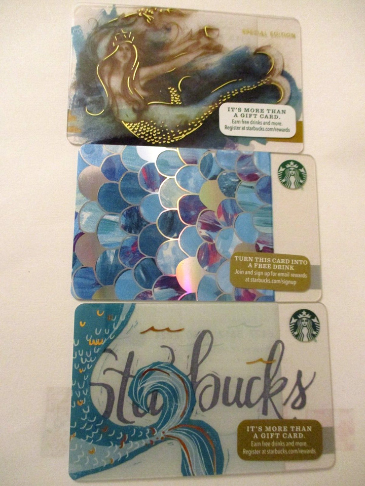 LOT OF 3 Starbucks gift cards Siren Mermaid NEW