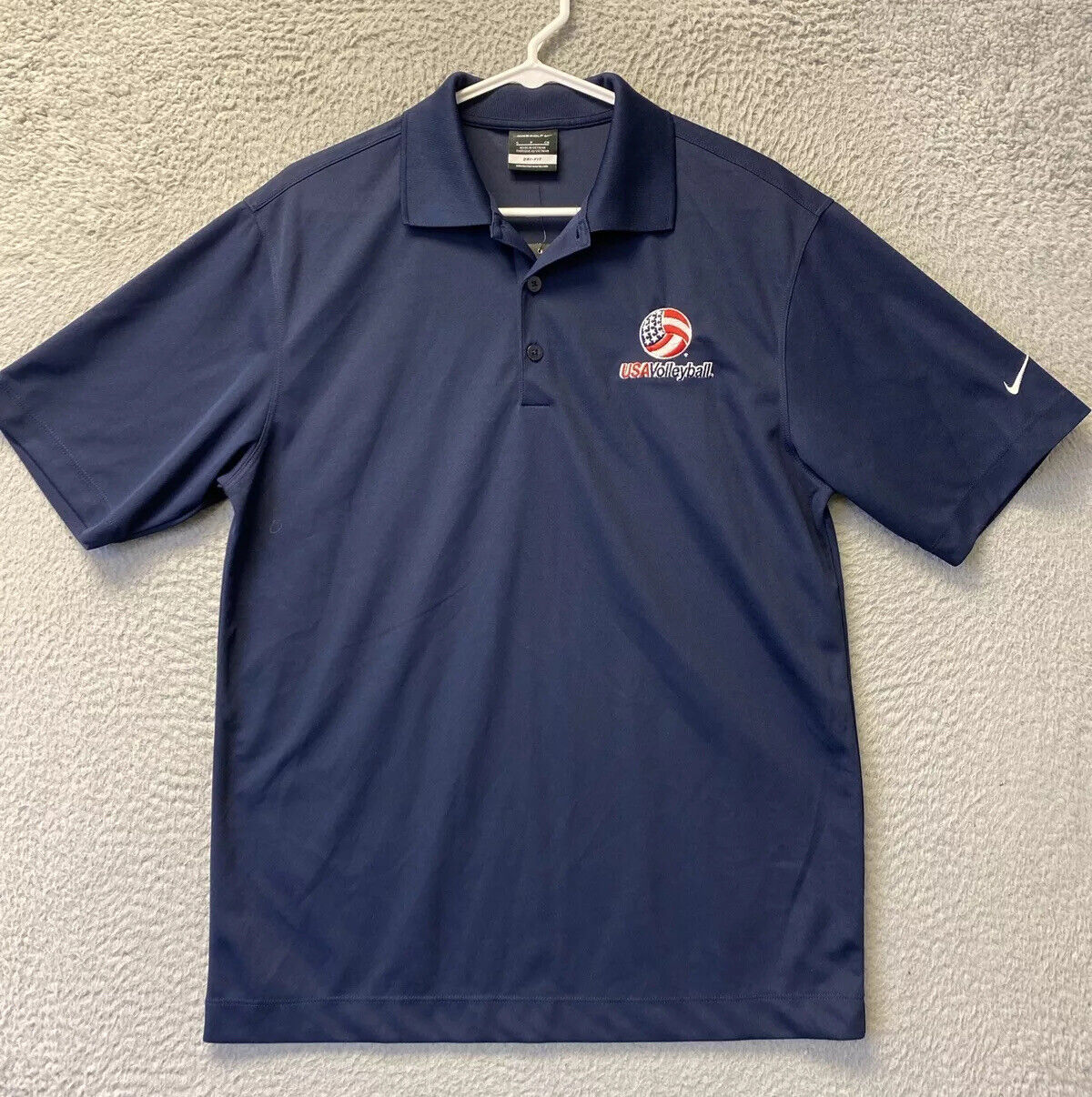 Nike Mens Blue Polo Golf Shirt S Embroider Logo Navy USA volleyball NWT / 33-78
