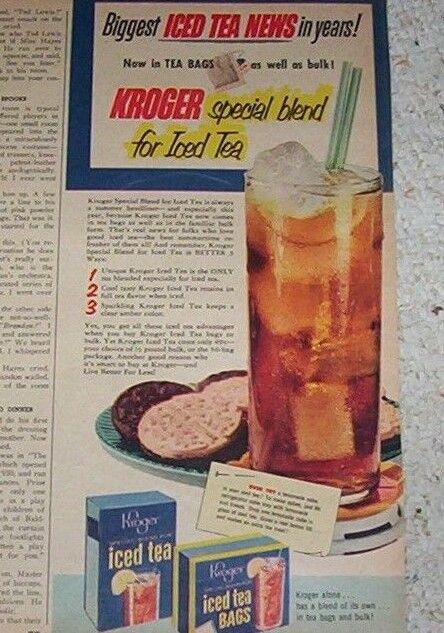1952 print ad - Kroger grocery food store Iced Tea drink supermarket Advertising