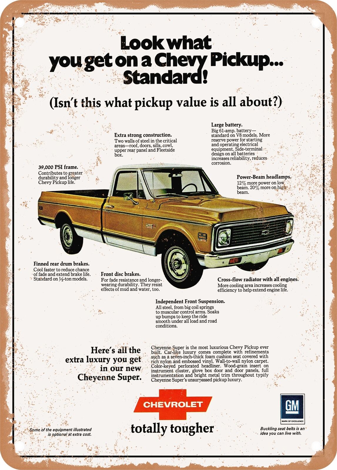 METAL SIGN - 1971 Chevy Pickup Truck Vintage Ad