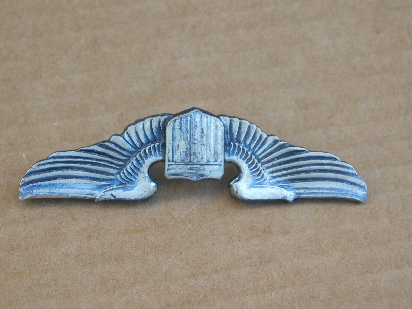 WW2 US Army Air Corps Sterling Silver Pilots Wings Pin Badge Emblem 19 Grams