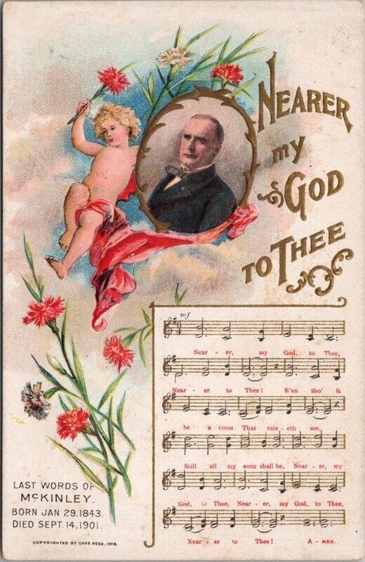 Vintage 1912 McKinley / Gospel Song Embossed Postcard \