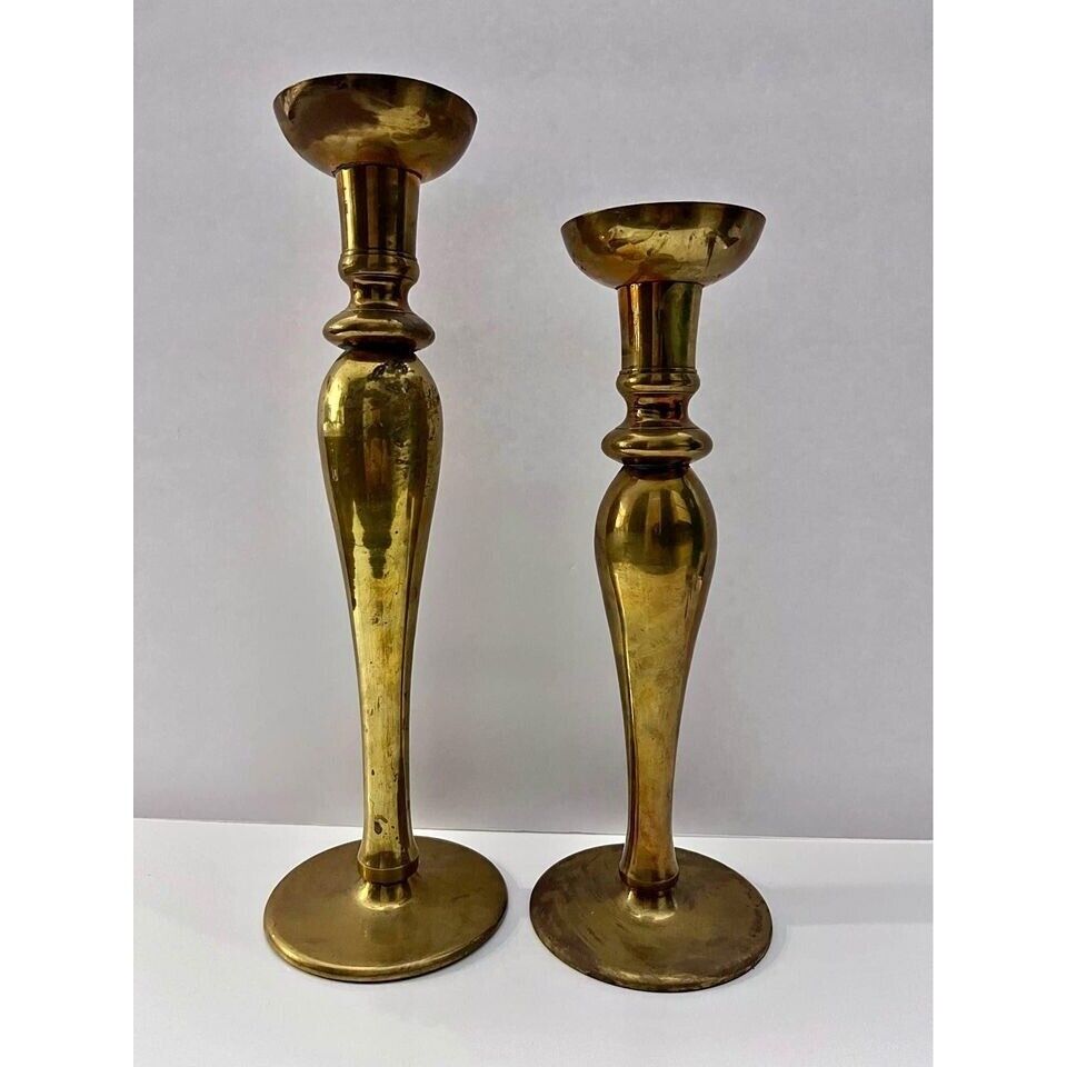 Vintage Brass Candlesticks Holders Set of 2
