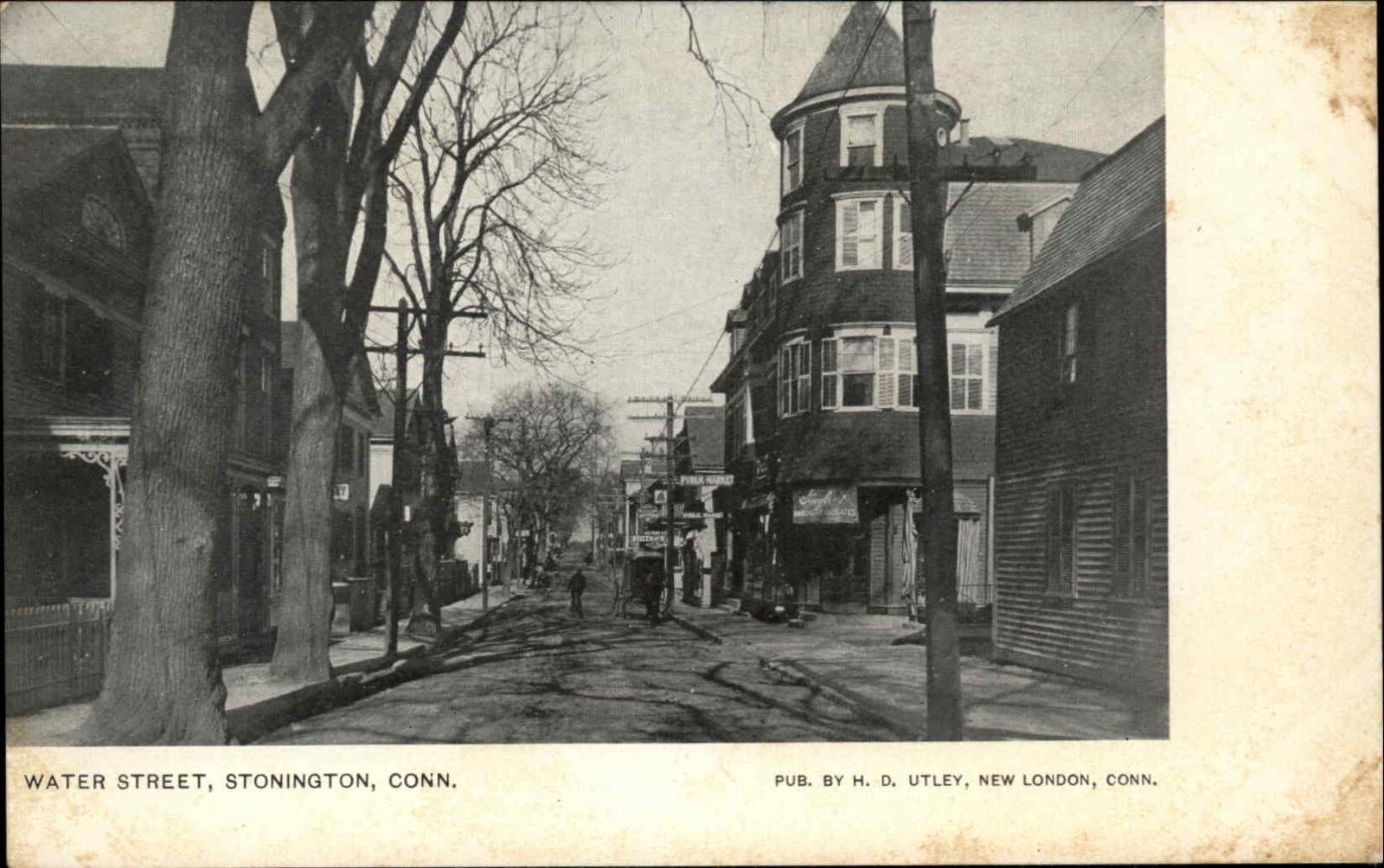 Stonington Connecticut CT Water Street Scene c1910 Vintage Postcard