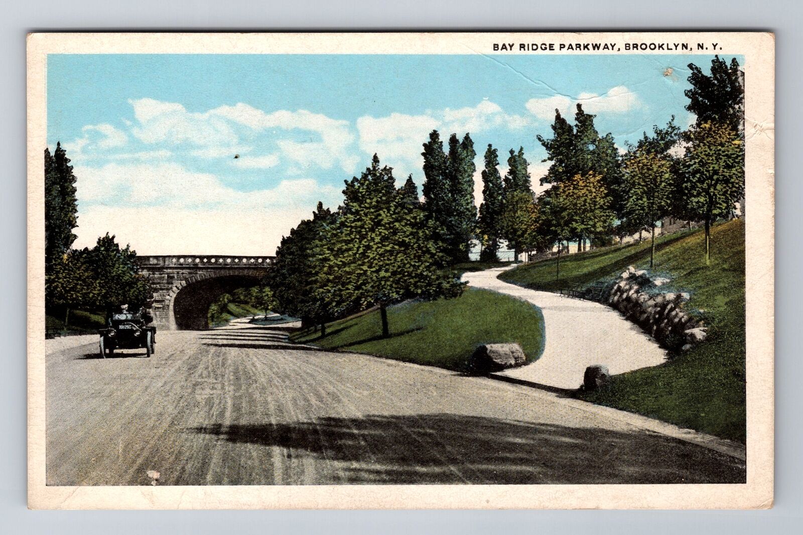 Brooklyn NY-New York, Bay Ridge Parkway, Antique, Vintage Souvenir Postcard