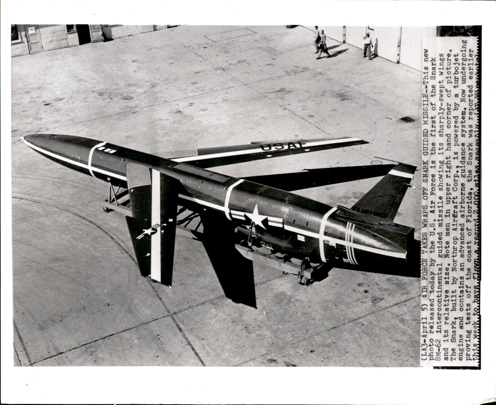 LD316 1958 Wire Photo AIR FORCE TAKES WRAPS OFF MISSILE Snark Guided Weapon