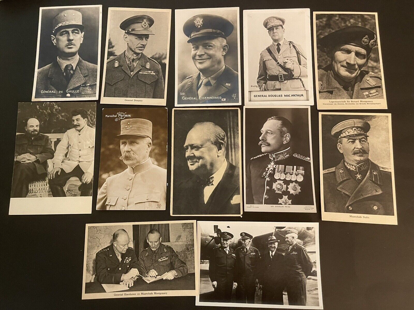 WW2 - Postcard Photos Of The Principles Of World War 2