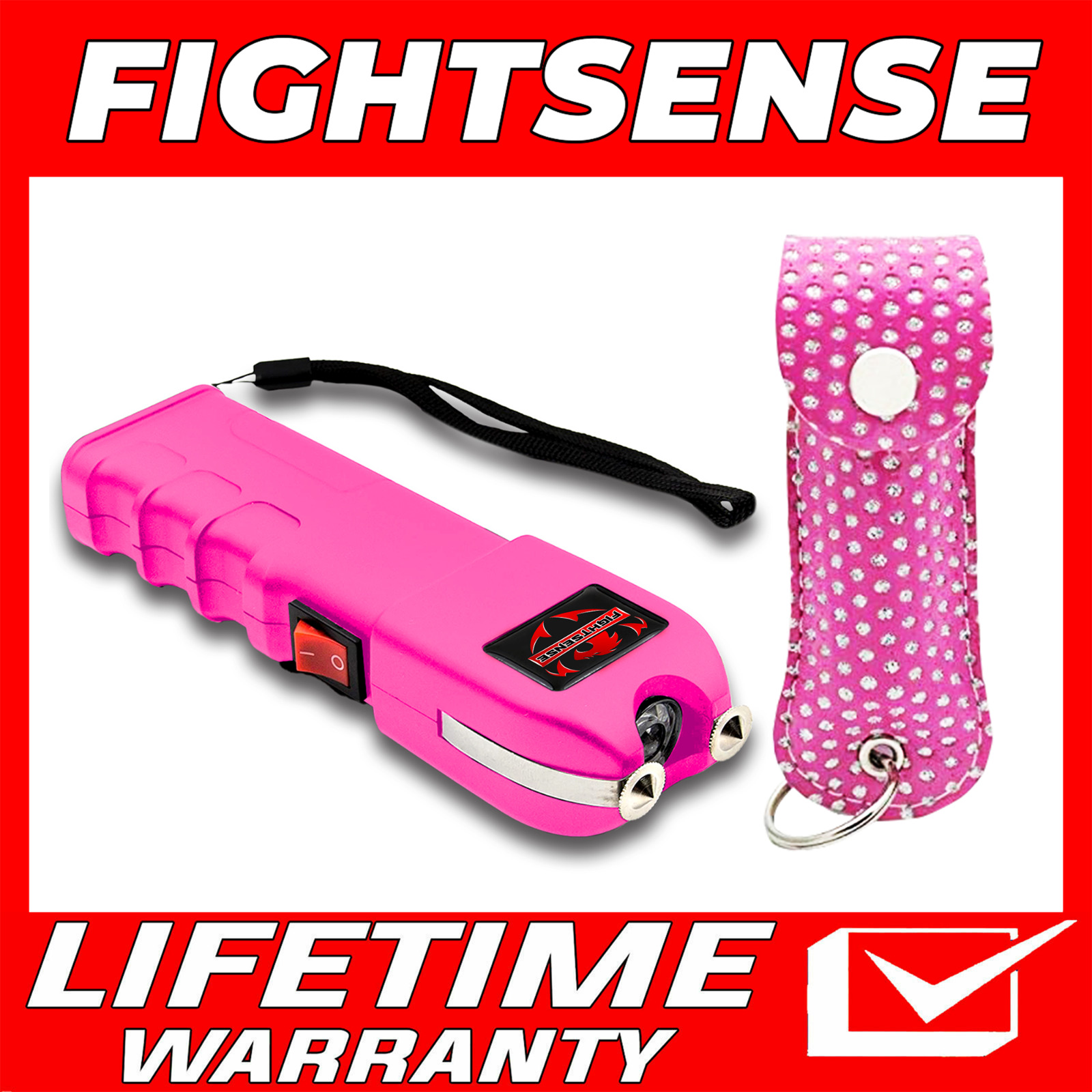 FIGHTSENSE Heavy Duty StunGun with LED FLASHLIGHT &Pepper Spray for Self Defense