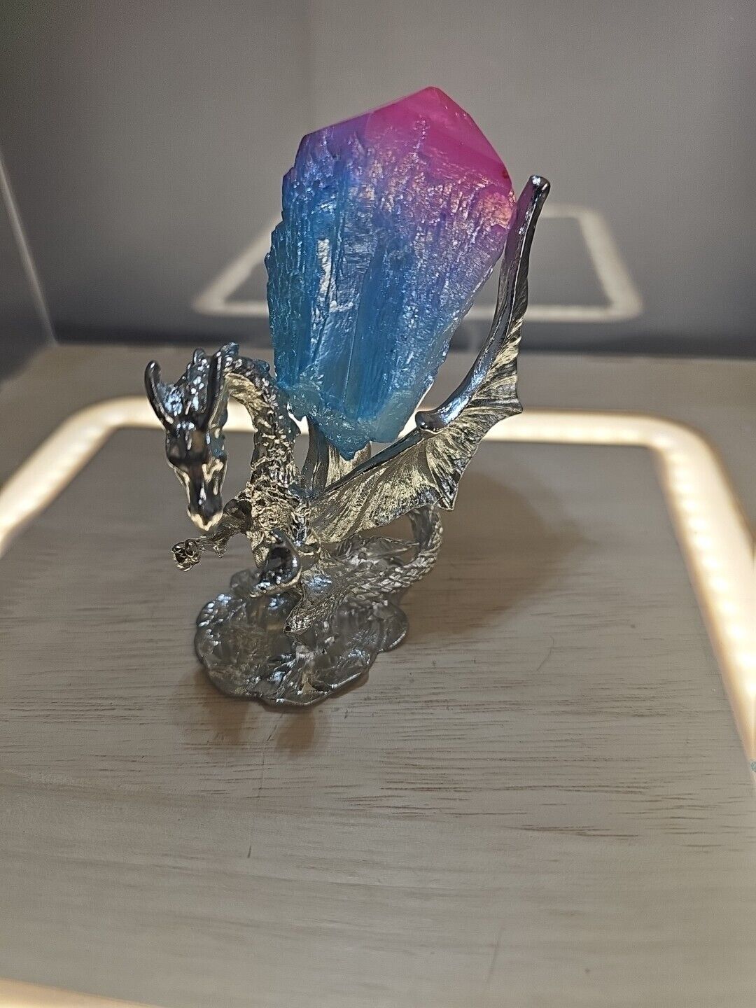 106g Rainbow  Aqua  Aura Quartz  Crystal  Cluster  Point  Titanium  Coating