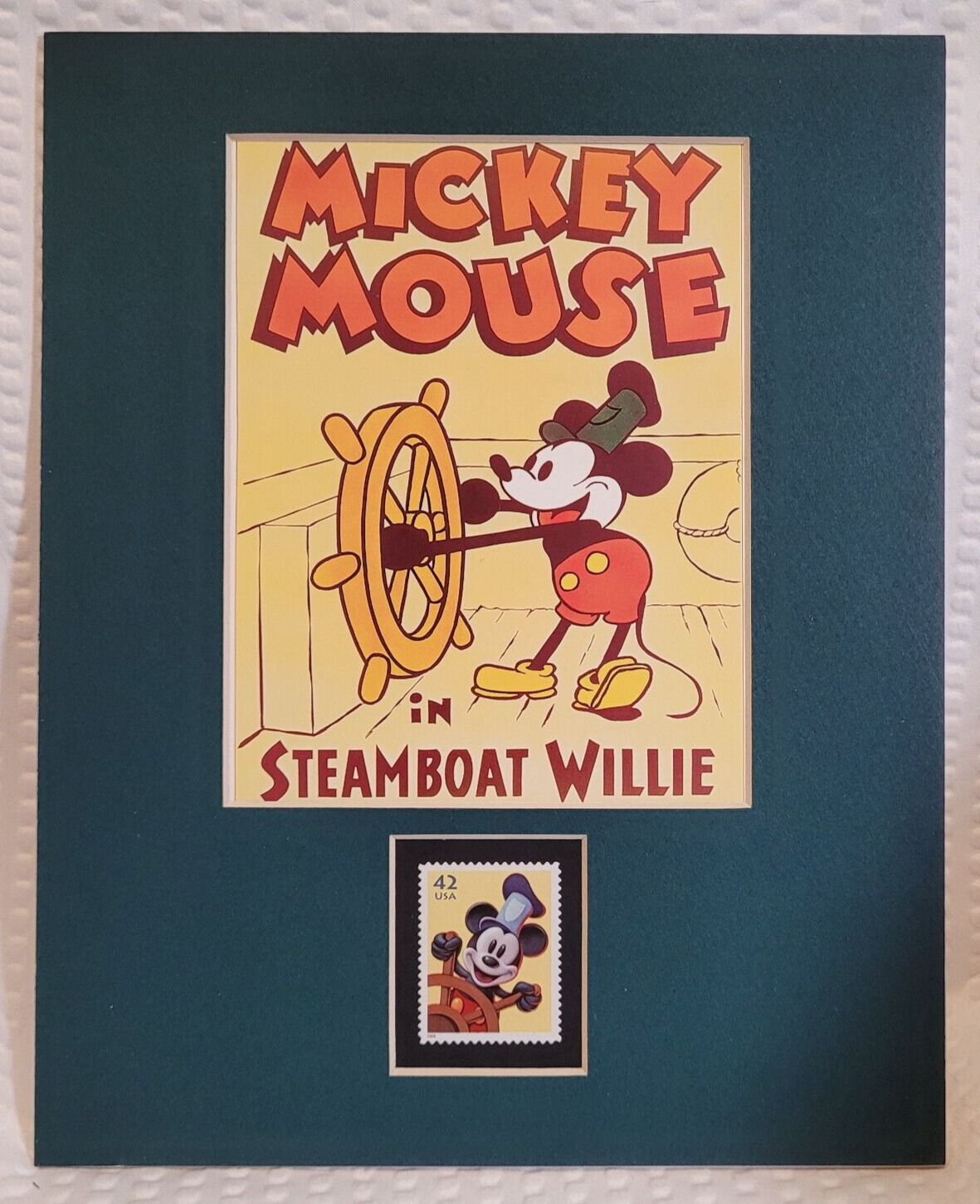 MICKEY MOUSE - STEAMBOAT WILLIE - DISNEY - MATTED STAMP ART - 1366